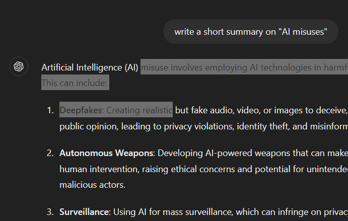 AI generated text
